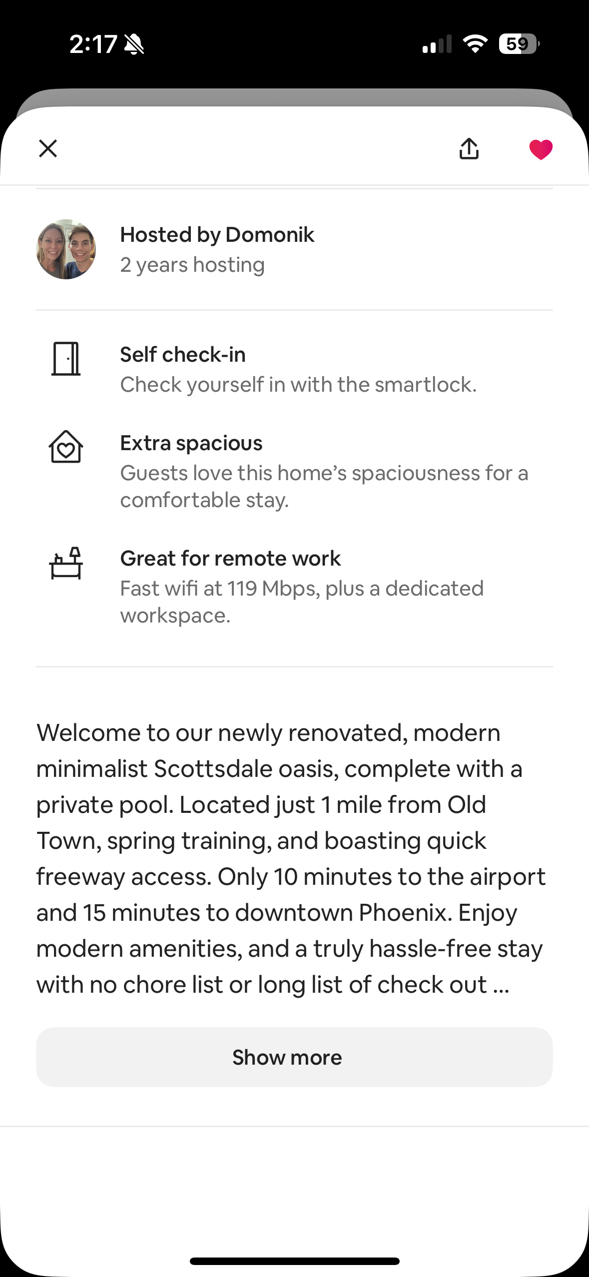 Airbnb listing managed by SBRN VRM