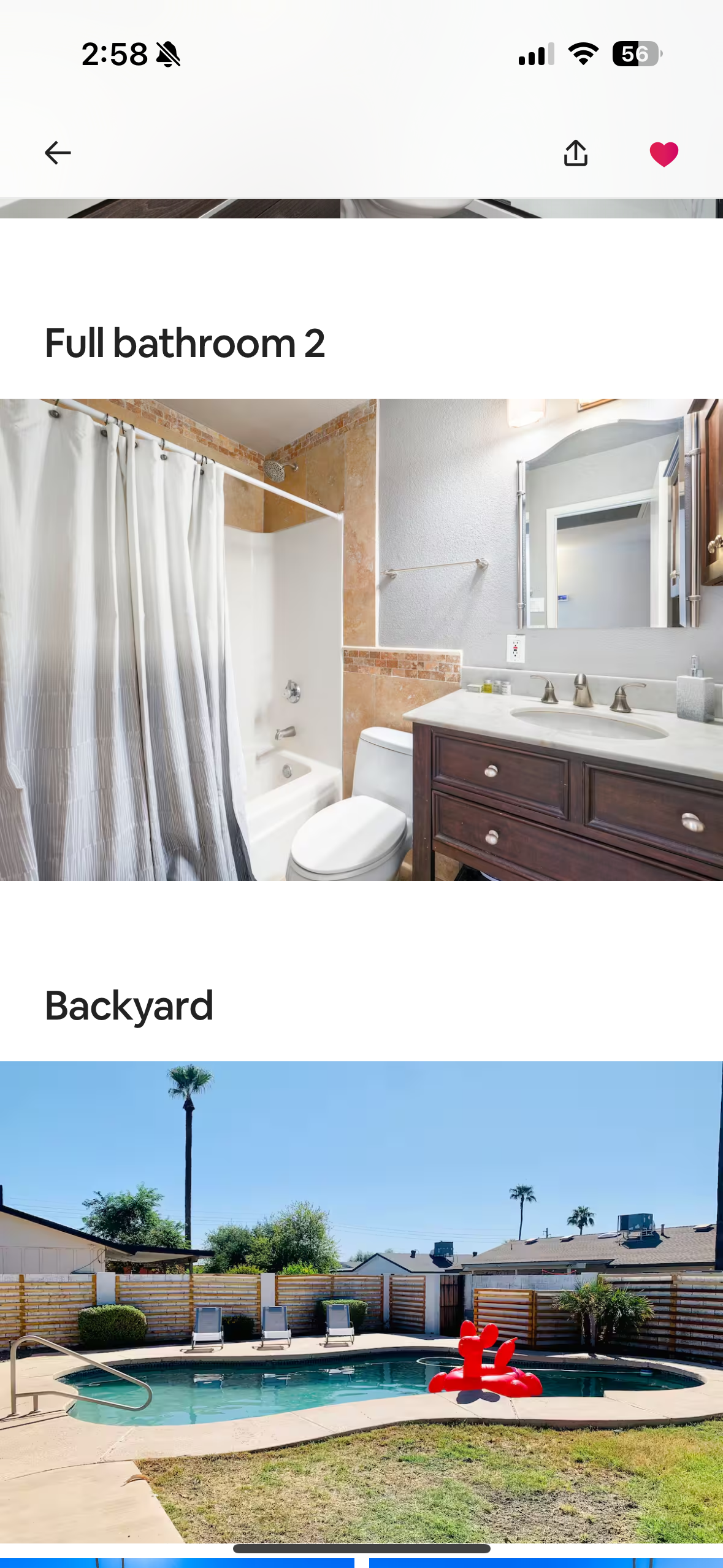 Pool and bathroom at managed property